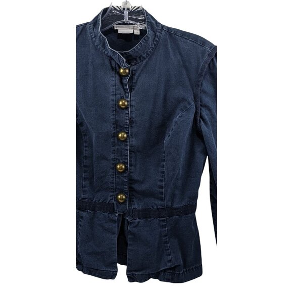Women's Denim Blue Cotton Gold Button Front Sz. 6 Jacket 11g - Picture 5 of 9